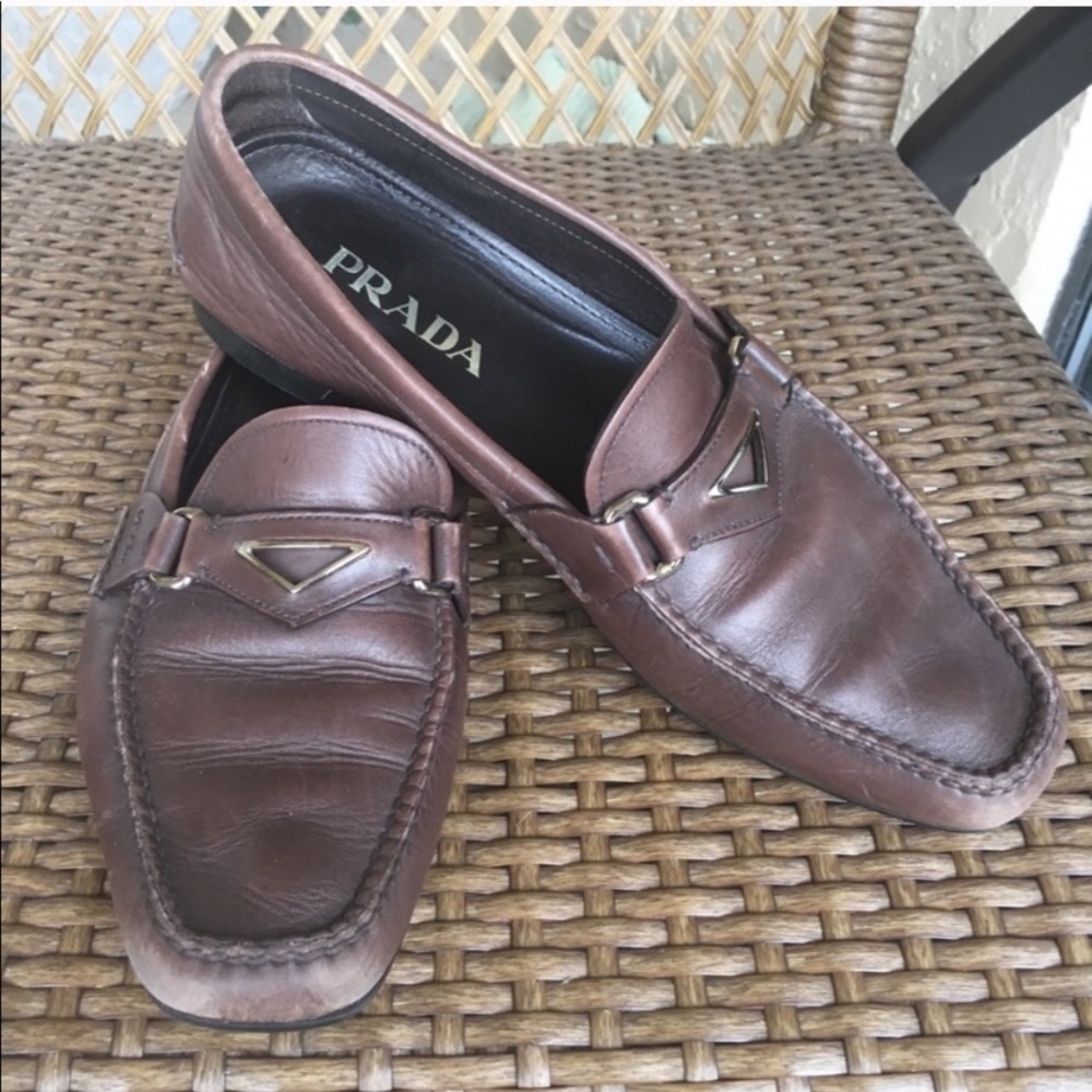 Prada Brown slip on loafers size 8